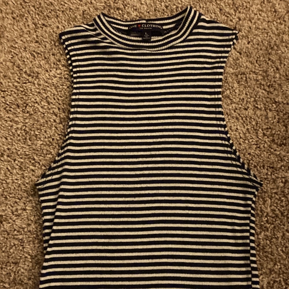 Striped High Neck Crop Top